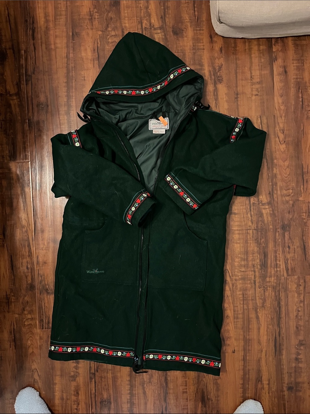 Vintage evergreen wool coat